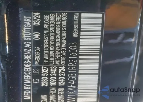 2024 Mercedes-Benz C 300 z USA, uszkodzony, nr VIN W1KAF4GB1RR216083